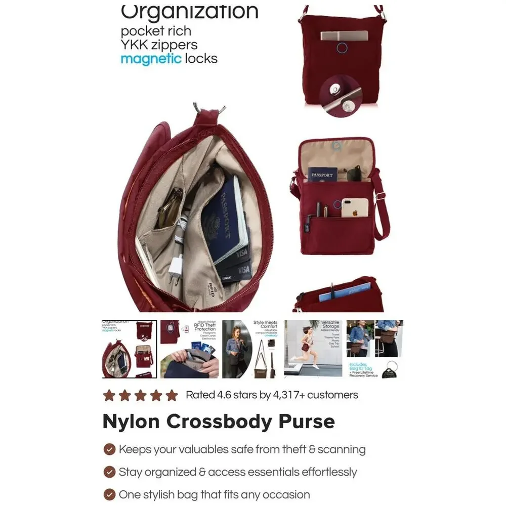 EUC Brown Peak Crossbody Purse Travel Lightweight Compact Bag